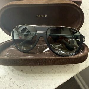 Tom Ford Black Aviator Sunglasses with Dark Smoke Lenses